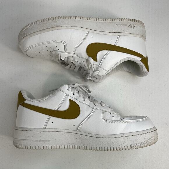 NIKE Size 9.5 Air Force 1 '07 NN Next Nature DV3808-101 Bronzine White Leather - Picture 4 of 11